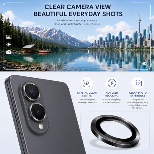 Image of FIRST MART Black Camera Ring Guard Protector for Samsung Galaxy Z Fold 8 | Tempered Glass with Metal Alloy Rings, HD Clear, Scratch Resistant, Case-Friendly | Pack of 1