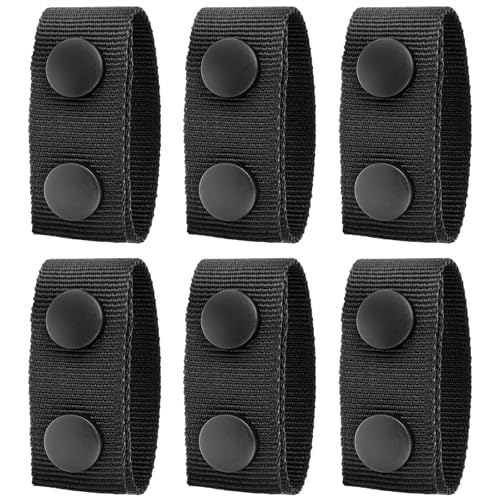 LIQWEI 6 Pack Nylon Belt Keepers for Duty Belt, Double Snaps Police Belts, Black Belting Accessories with Double Snaps (Fits 2