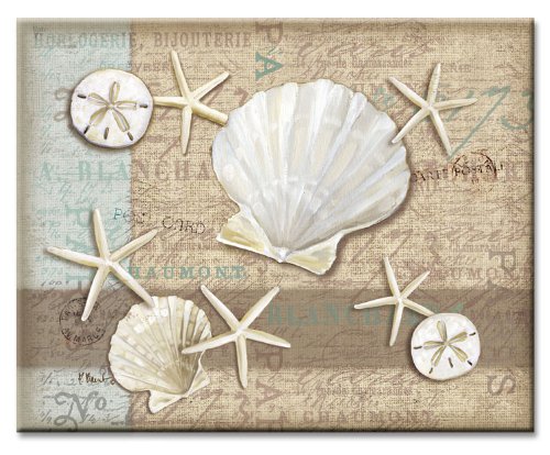 CounterArt Linen Shells Glass Cutting Board, 15 x 12 Inches