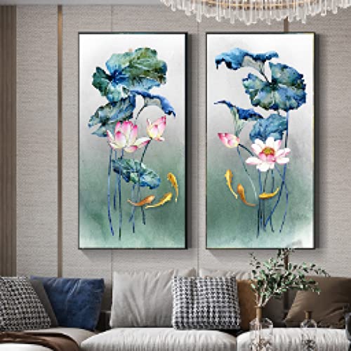 Affiche carpe koi style européen moderne pour embellir les murs d'un escalier ou salon 70x140cm