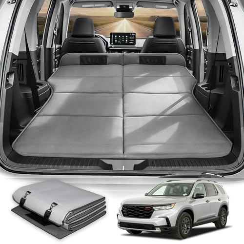 Image of SUV Trunk Car Bed for Honda Pilot, Foldable Non-Inflatable Memory Foam Mattress, Thick Foam Camping Sleeping Pad for SUV Cargo Area, Portable Car Camping Bed for Overlanding with Carry Bag, Gray