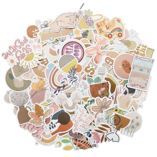 AMANDELIZABE 100 adesivi vintage estetici, set di adesivi in stile bohémien, accessori per scrapbook in vinile, accessori per cellulari, laptop, skateboard, bottiglie sportive, valigie