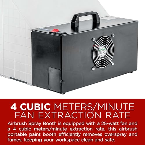 Image of Master Airbrush Portable Airbrush Spray Booth Station with LED Light 2 Pack | Lighting, 25W Fan, Turntable & 5.6' Extension Hose, 16.5 inchx19 inchx13.5 inch, Combine for Larger Workspace, Hobby Airbrush Booth