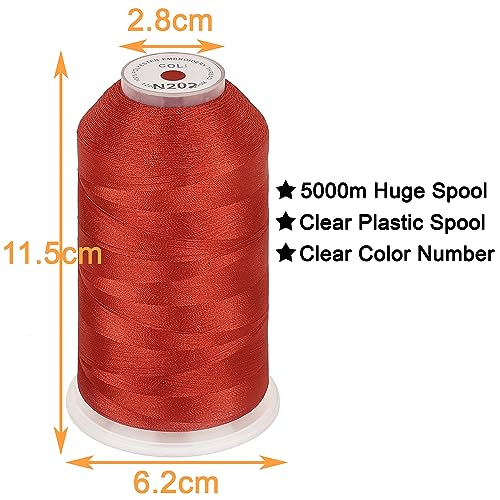 Image of New brothread - Single Huge Spool 5000M Each Polyester Embroidery Machine Thread 40WT for Commercial and Domestic Machines - Vermilion (Janome Color)