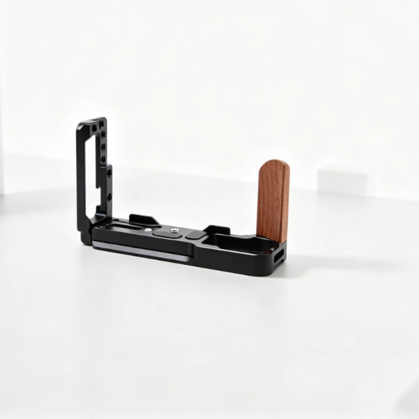 Camera Grip Impugnatura L Piastra a Sgancio Rapido Staffa Alluminio con Fori Regolazioni Flessibili Presa Ergonomica per Riprese Stabili Adatto a , Manico In Legno Di Pero