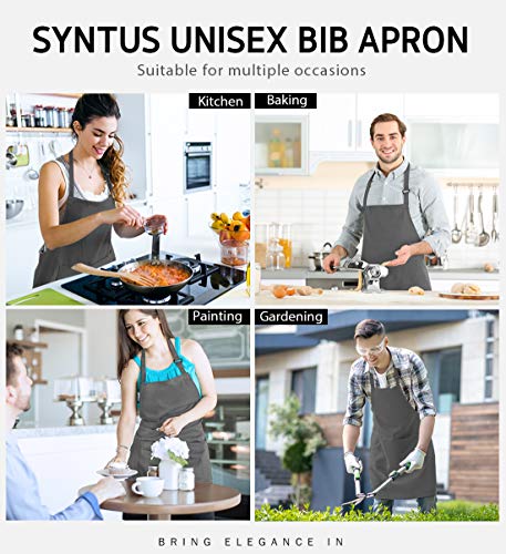 image for Syntus 2 Pack Adjustable Bib Apron Waterdrop Resistant with 2 Pockets 