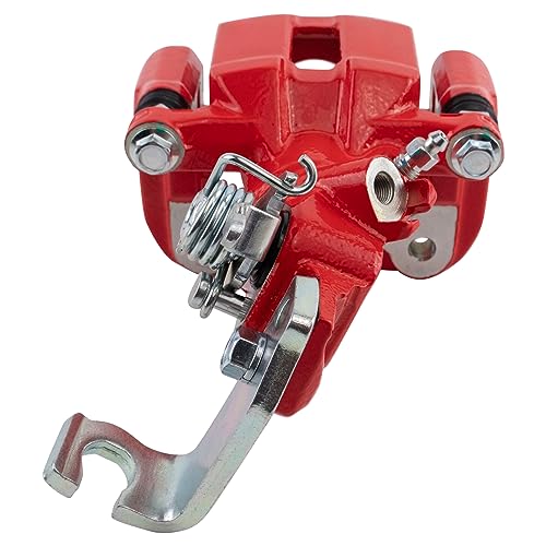 Image of TRQ Rear Left Brake Caliper w /Bracket Performance Red Drivers Side
