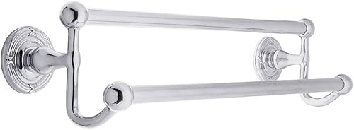 Toallero doble de latón de 30 pulgadas con cinta y rosetas de caña en cromo pulido