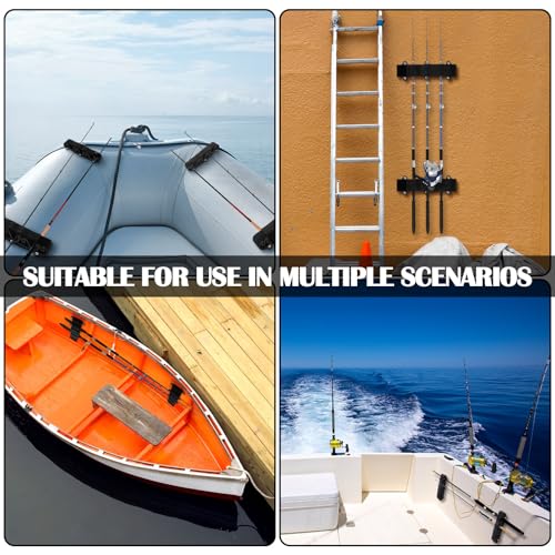 Blueweenly 4 Pcs Vertical Mount Fishing Rod Holders for Boat Vertical Fishing Rod Rack for Storage Pole Strap for Boat Deck(Black) - Thumbnail 6