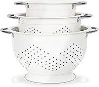 Hillbond 3-Piece Colander Set (1.5, 3, 5 Qt) Stainless Steel Strainers - Nesting, Rust-Resistant for Pasta, Veggies, Fruits
