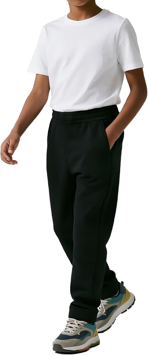 3 Pack Boys Open Bottom Track Pants with Zipper Pockets and Drawstring for Kids Everyday Wear and Sports - Image 5