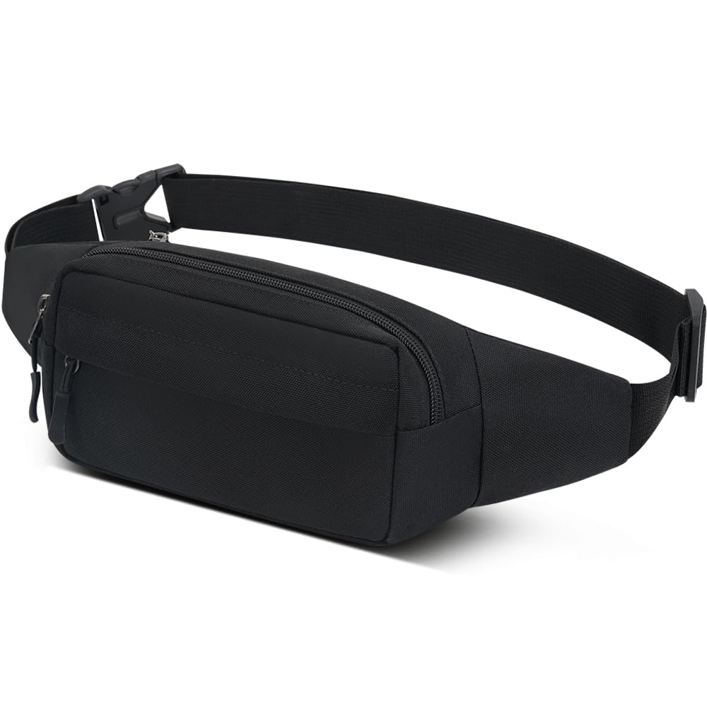 Bumbags Waist Fanny Packs for Men Women Fashion Bum Bag with Adjustable Belt for Sport Running Hiking Travel Cycling Walking Dog Boys Ladies (Black)