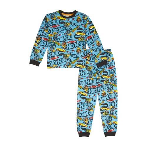 Hot Wheels Conjuntos de pijama para niños | Pijama de algodón para niños | Ropa oficial | Regalos de coche para niños, azul, 7-8 años