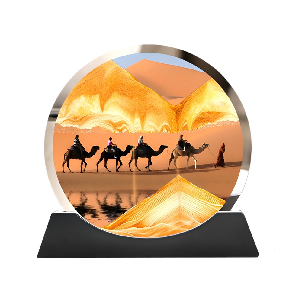 Syfunlv 3D Double-Sided Flowing Sand Painting Animated Desktop Ornament for Home, Office, Gifts, Decorations, Stress Relief Creative Ornament (Type B,3D Sand Painting)