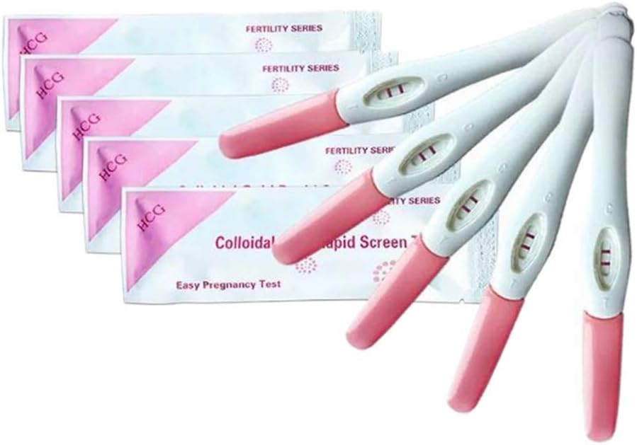 JiaUfmi 5 Pcs Early Pregnancy Hcg Urine Midstream Test Strips Home Private Pregnancy Test Tool (Approx 14.5 x 1 cm/ 5.7 x 0.39 inches)