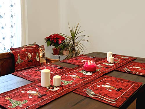 Tache Here Comes Santa Claus Antique Vintage Christmas Eve Traditional Holiday Season Red Decorative Woven Tapestry Table Runners, 13 X 72 #TOP3