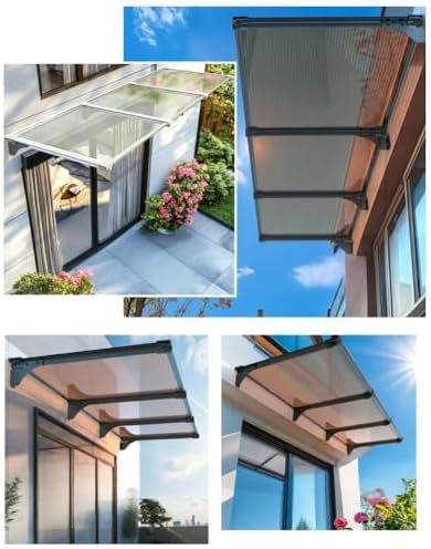 Aluminum Window Awning Bracket - Durable Canopy for Doors, Metal Awnings with Polycarbonate Cover, UV/Rain/Snow Protection for Outdoor Patio (White, 40x120cm/15.7x47.2in)