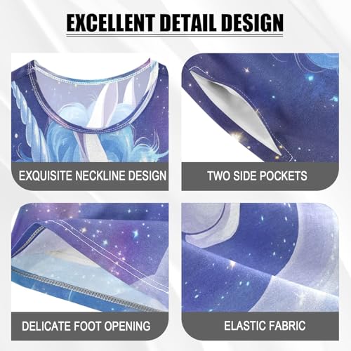 ALAZA Unicorn Galaxy Starry Star Pajamas Set Short Sleeve Cotton Sleepwear Summer Pjs 2 Piece 5-14Y4