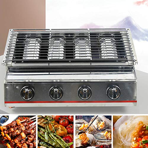 TBVECHI Smokeless BBQ Grill with 4 Burners, 2800PA Commercial LPG Gas
