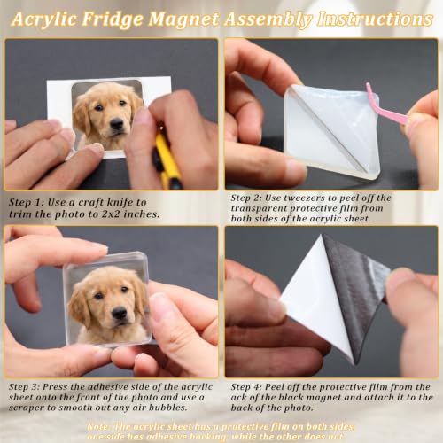 20 Pack Acrylic DIY Fridge Magnet Kit, Clear Photo Magnet Making Kit with Adhesive Backing, Custom Picture Magnets for Refrigerator, Kitchen, Office and Classroom Decor - image 6