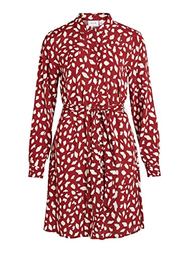 Vila Damen Vipaya L/S skjorte Dress/Su - Noos Dress, Fired Brick, 40 EU