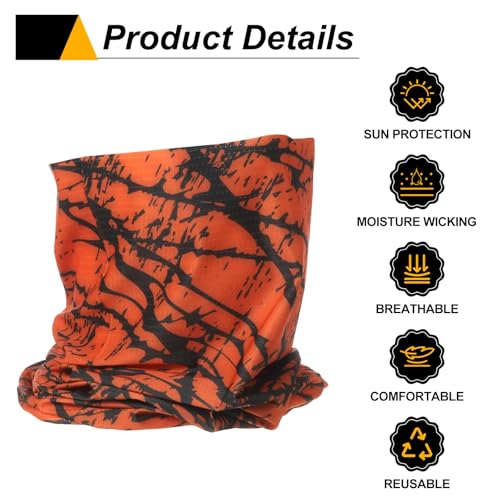 HARFINGTON Summer Cooling Neck Gaiter Sun Protection Face Mask Fishing Neck Gaiter Unisex Sunscreen Breathable Bandana for Hiking Outdoor Sports, Orange/Black4