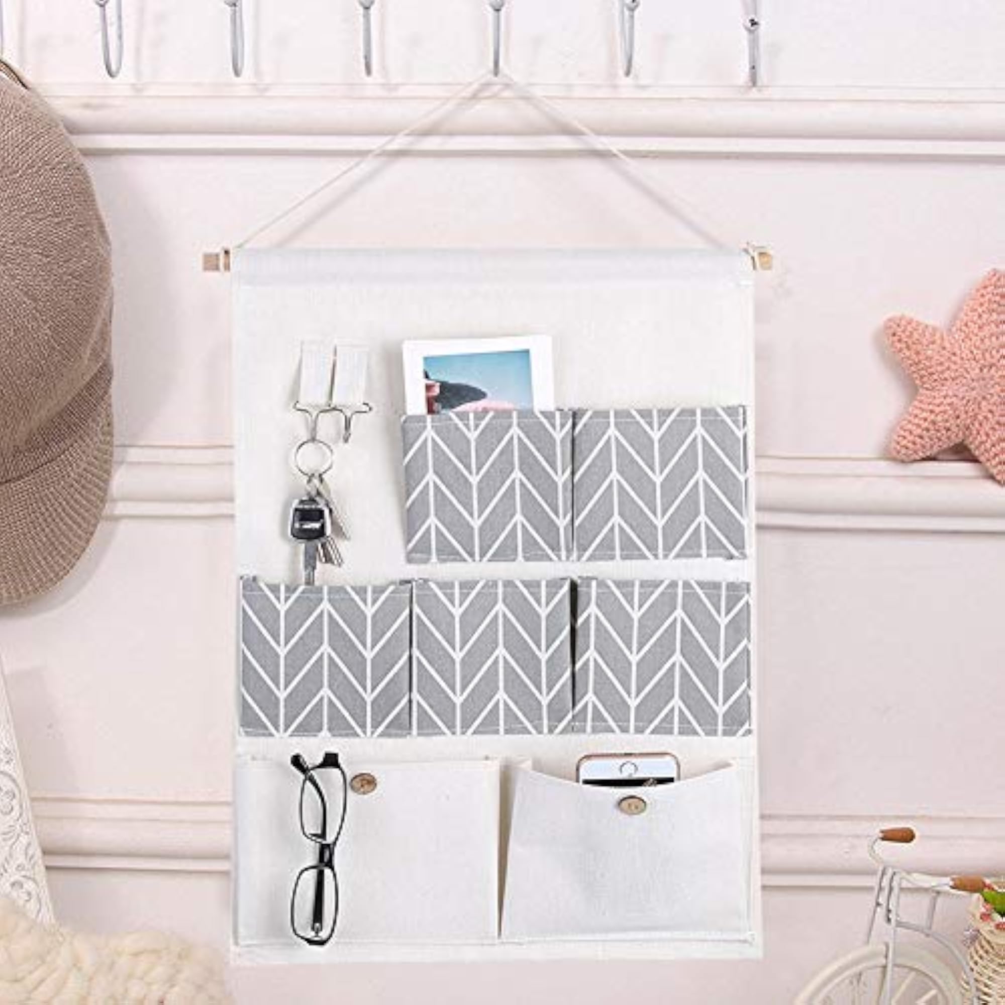 Large Capacity Hanging Storage Bag, 7 Pockets for Home Office