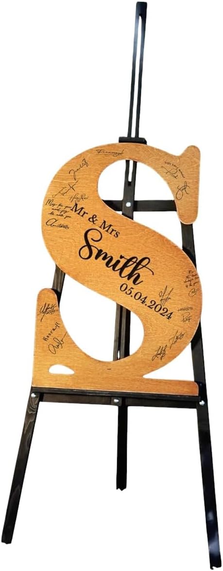 Wedding Wooden Letter Guest Book Alternative, Personalized Wedding Guestbook Sign, Custom Last Name Wedding Signage, Initial Guestbook Signs (XLarge - 27" x 36")