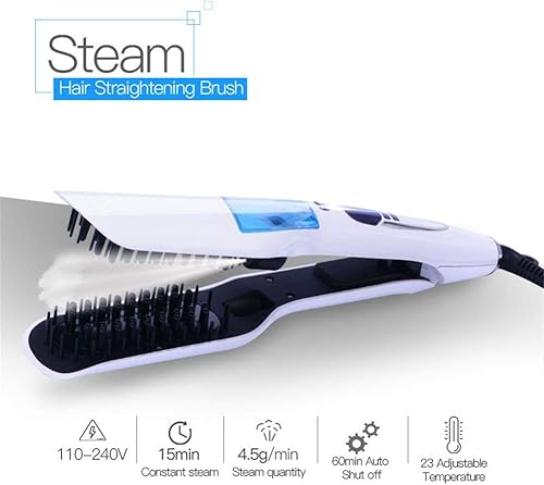 Miniatura 4 de Generic Cepillo de peine alisador de pelo, plancha de cerámica profesional para cabello lacio al vapor, temperatura ajustable, material de