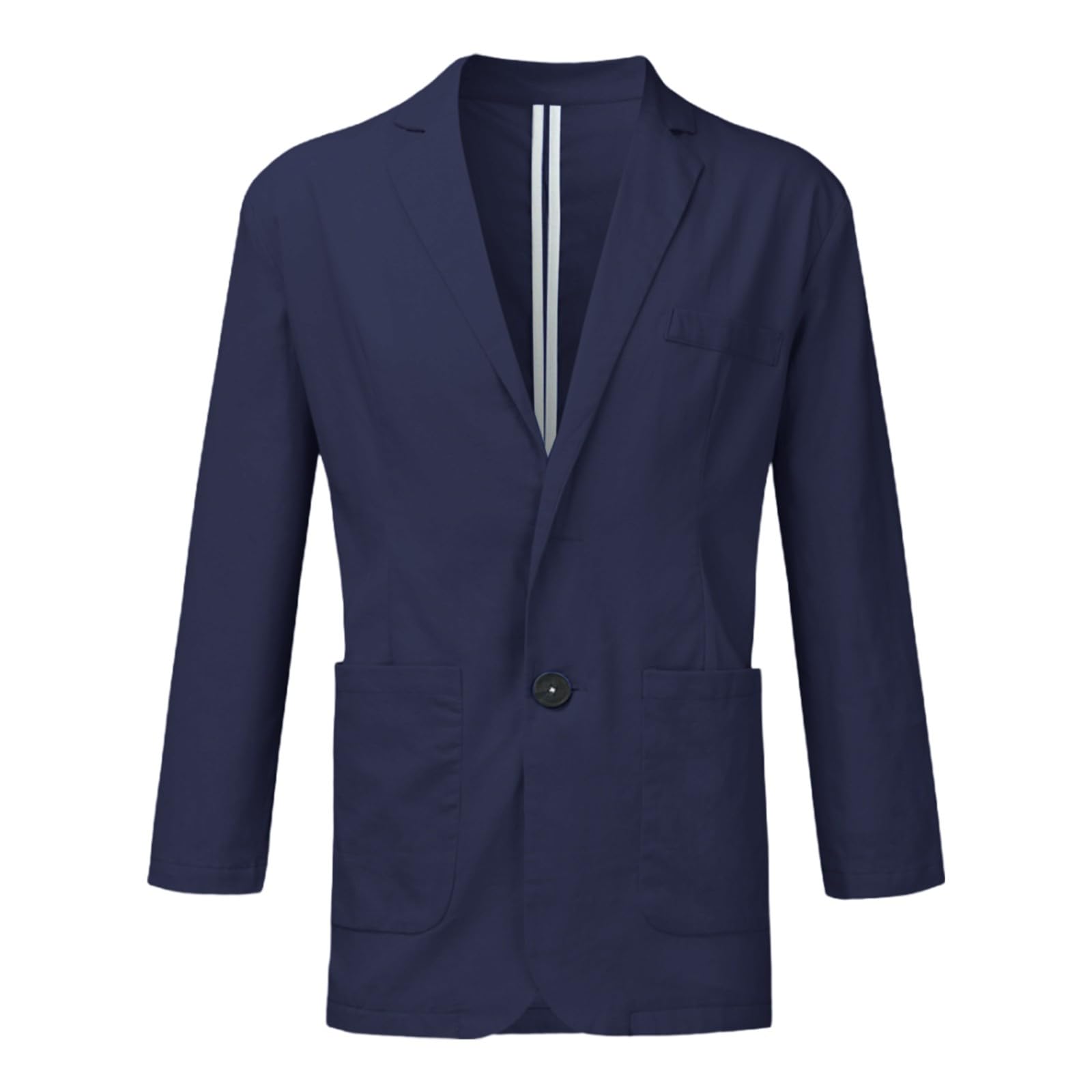 Giacca da uomo in lino – blazer estivo leggero scollo a V blazer tradizionale con tasche da ufficio, tinta unita, blazer di grandi dimensioni, per affari