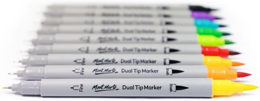 MONT MARTE Dual Tip Brush/Fineliners Tri Grip, Natural, Standard