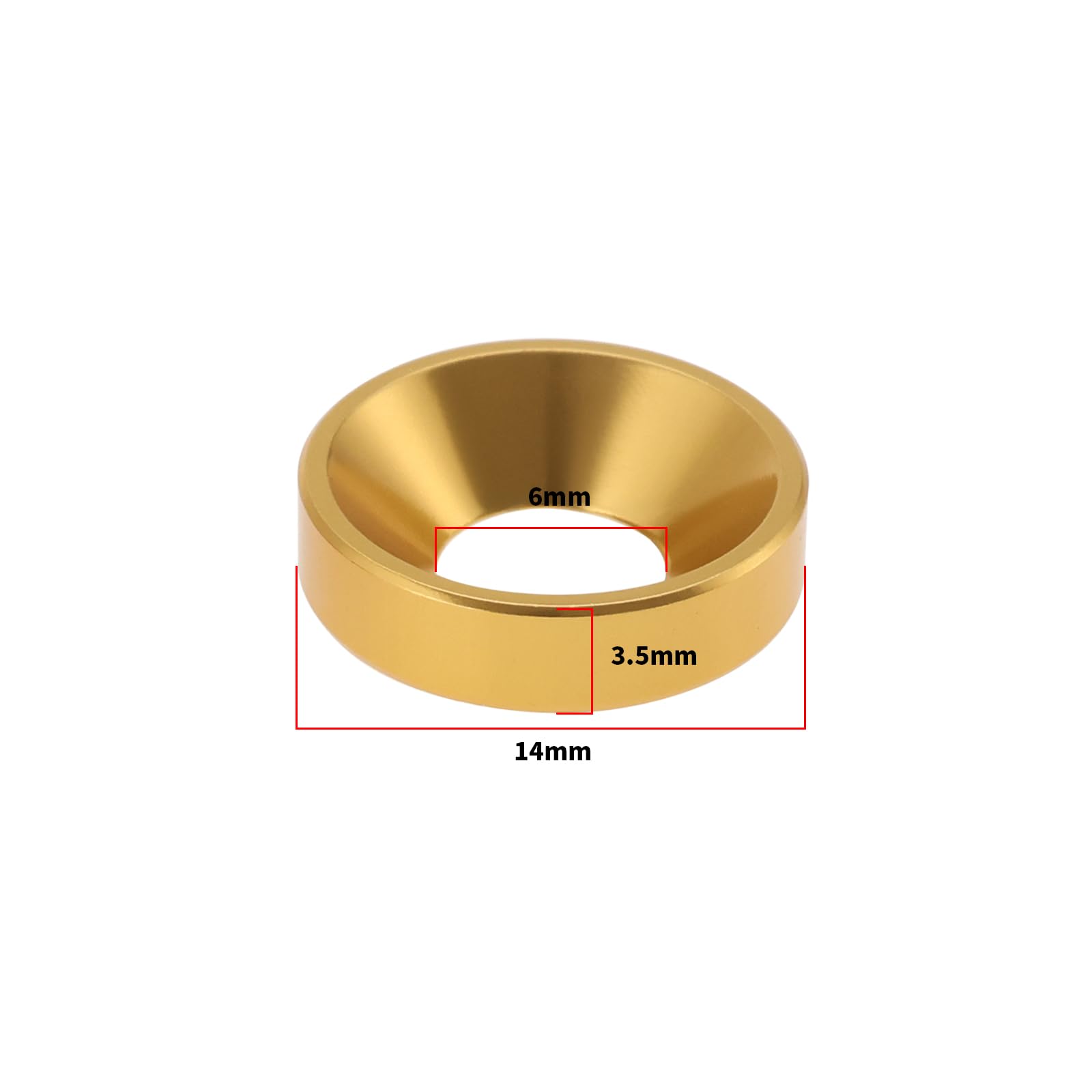 SG Store 25pcs M6x14x3.5mm Countersunk Washers Alloy Aluminum Colourful Gaskets Contains 5pcs Each of Black/Red/Blue/Silver/Gold for Car Furniture Screw Accessories - Image 4