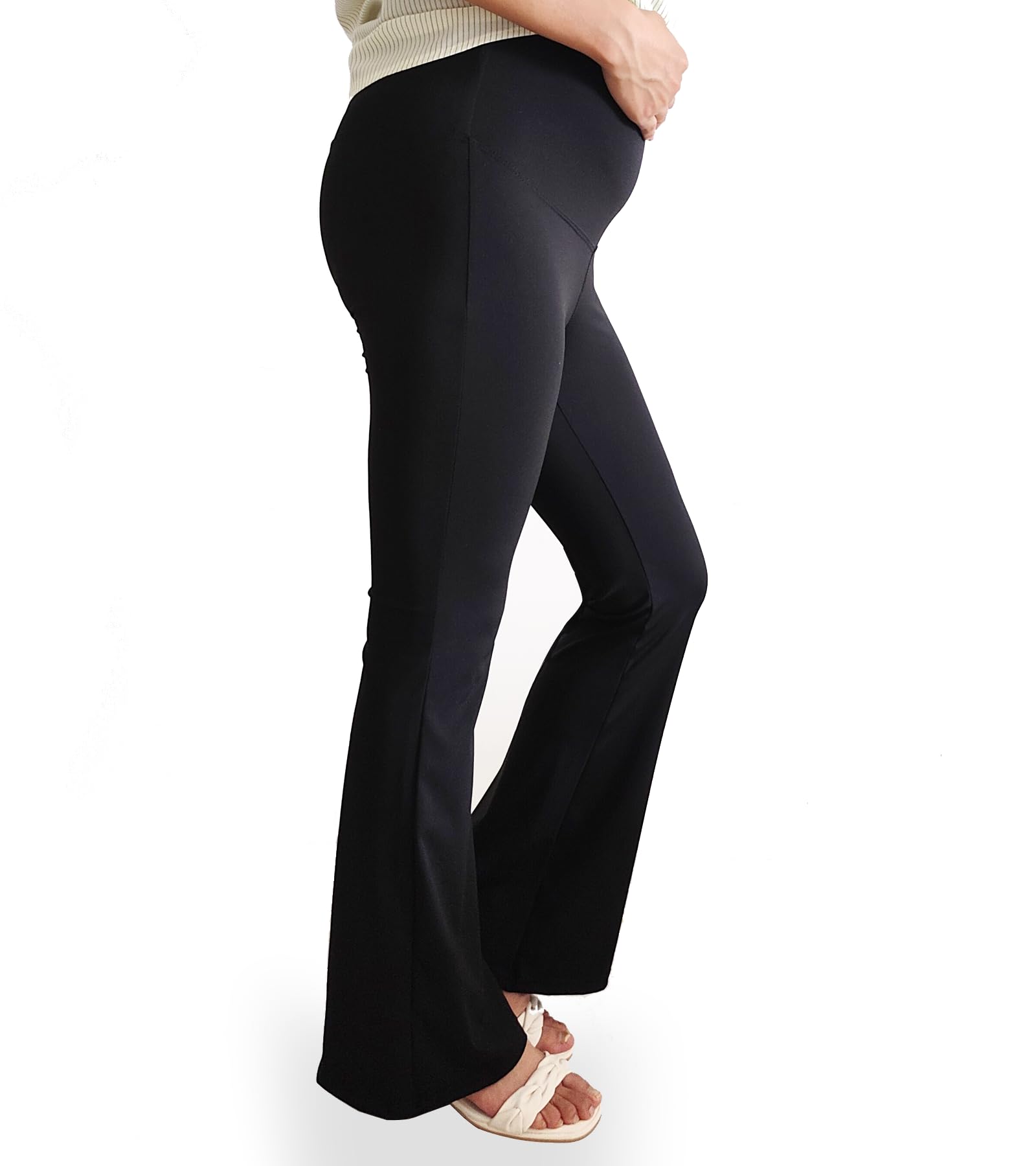 Damskie legginsy ciążowe, spodnie do jogi, rozciągliwe spodnie bootcut nad brzuchem, spodnie ciążowe do pracy, wypoczynku, spodnie sportowe