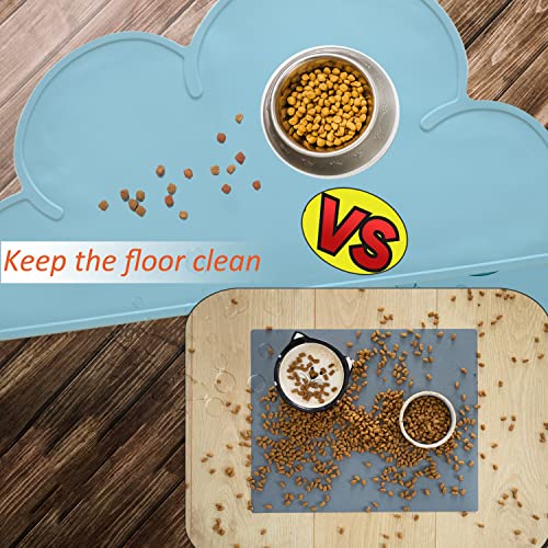 2 Pack Cat Mat For Food Cat Food Mat Cute Small, Cat Food Mats For Floor Cat Bowls Indoor Silicone Pet Food Mat Washable Non Slip Spill Proof Pet Feeding Mat Raised Edge For Pets Cat Feeding Mat #TOP3