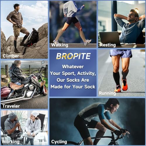 Image of bropite Zipper Compression Socks Women & Men|15-20mmHg closed Toe knee high | 2Pairs Calf Knee High 15-20mmHg closed Toe Compression Stocking suit for Walking Recovery, Pregnant, Nurse