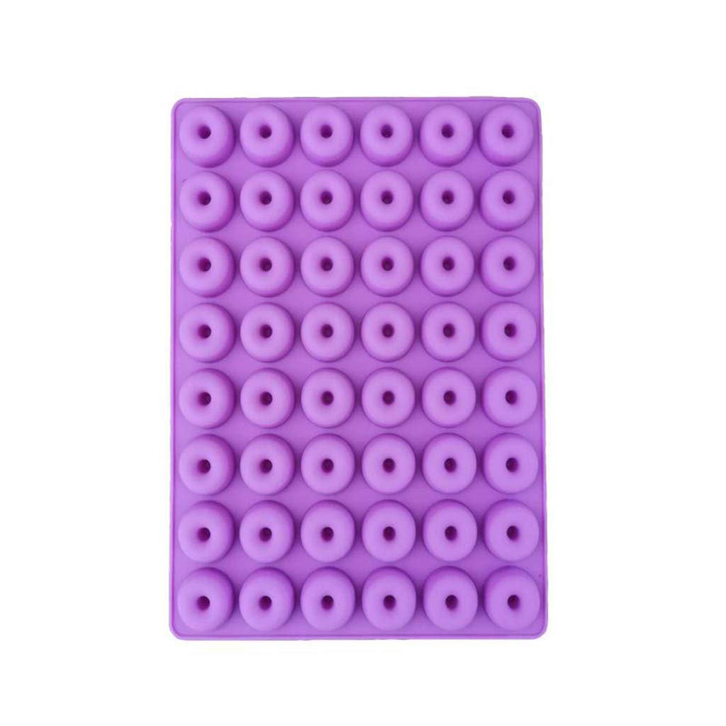 Lot de 10 moules en silicone pour mini donut, chocolat, biscuit, gâteau, 48 cavités, violet