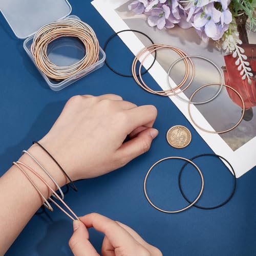 UNICRAFTALE 60pcs 4 Colors Guitar String Bracelets 2.3 inch Flexible Steel Wire Layered Bracelet Minimalist Stretch Bracelets Stackable Wearing Wrap Bracelet Jewelry Gift4