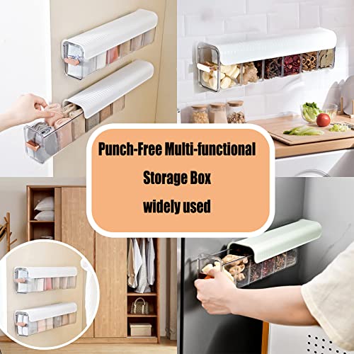 Fetnhu Punch-Free Multi-Functional Storage Box, 2023 New Hanging Plastic Drawer Storage Boxes With Lids, Clear Wall Mounted Drawer Organizer For Underwear/Socks/Seasoning/Ties/Storage Box (White) #TOP4