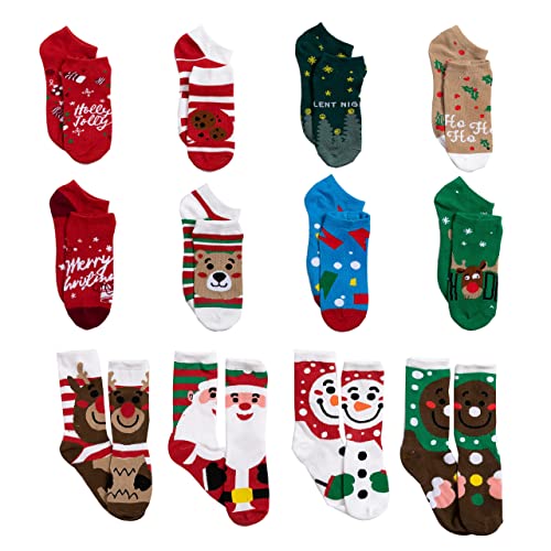 Joyin 13877 2024 Christmas Advent Calendar, 12 Days Christmas Warm Cotton Socks For Women, Countdown Calendar With 8 Low Cut Socks & 4 Knee High Socks,Christmas Party Favor Gifts, Christmas Socks For Adults thumb #2