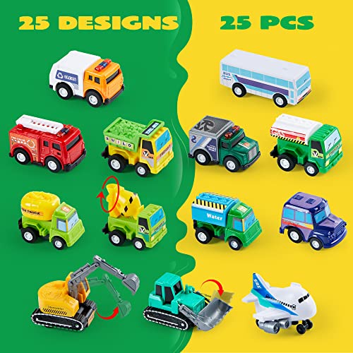 Joyin 11147 25 Pieces Pull Back Cars And Trucks Toy Vehicles Set thumb #2