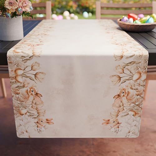 PETTI Artigiani Italiani - Camino de Mesa de Pascua 140x40 cm en Microfibra Hipoalergénica, Mantel Antimanchas Rectangular, Elegante y Lavable para Salón y Cocina, 100%