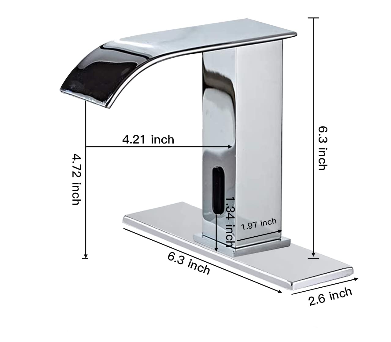Grifo de baño automático sin contacto de doble alimentación con sensor de cascada cromado para lavabo de baño, sensor de movimiento electrónico, activado manos libres