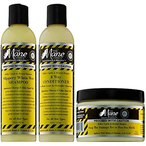 THE MANE CHOICE - Proceed With Caution Killer Curls & Brutal Bounce Shampoo, Conditioner and Mask Set Cover
