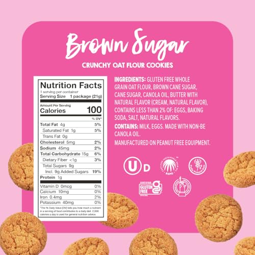 Image of Goodie Girl Mini Brown Sugar Cookies, Gluten Free Cookies for Kids, 100 Calorie Snack Packs - Peanut Free, Individually Wrapped - Bite Size Lunchbox Snacks (10 Count)