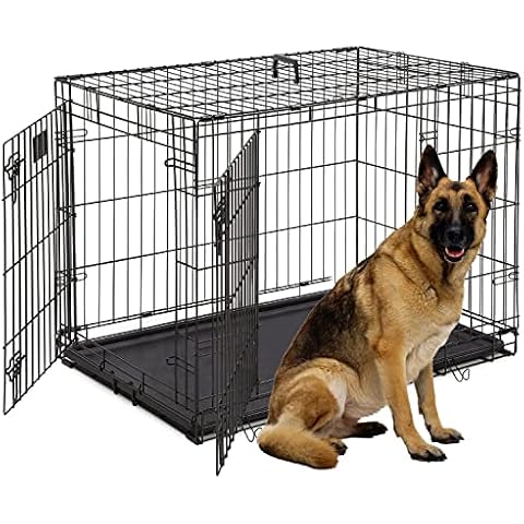 48-Inch Double Door Folding Metal Dog Crate with Divider and Leak-Proof Pan - For Medium to Large Breed Dogs Cover