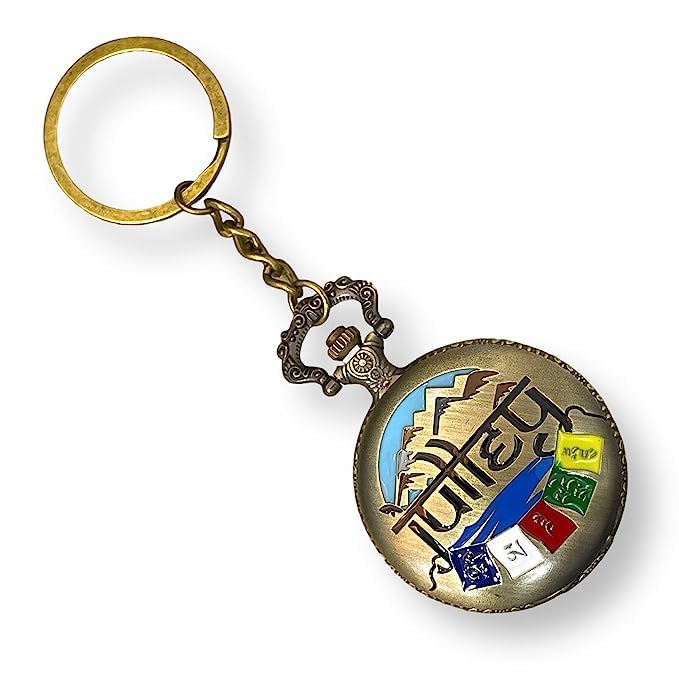 Image of Blue Aura Premium Pocket Watch Metal Keychain Retro Vintage for Gifting with Key Ring Anti-Rust (BA-KWIC-7)