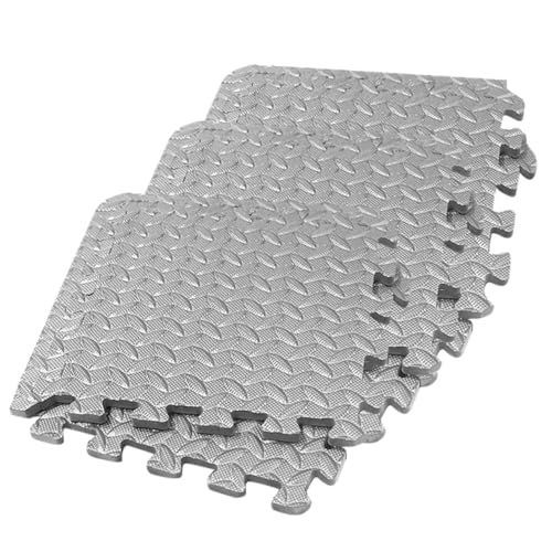 OFFSCH 6 Piezas Alfombrillas de EVA Antideslizantes con Textura de Almohadillas de Suelo Acolchadas y Absorbentes para Gimnasio Sala de Baile y Yoga Color Gris