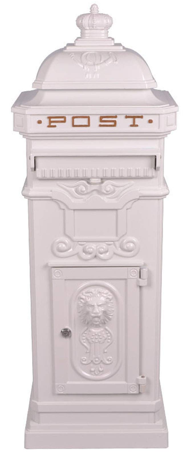 Post Box/Mail Box Freestanding Cast Aluminium Letter Box in White