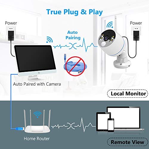 Yeskamo Long Range Wireless Outdoor Home Security Camera System With 16Inch 1080P Ips Monitor 2Tb Hard Drive [Floodlight & Audio] 3Mp Spotlight Ip Cameras 8Ch Wifi Surveillance System 2 Way Audio #TOP4