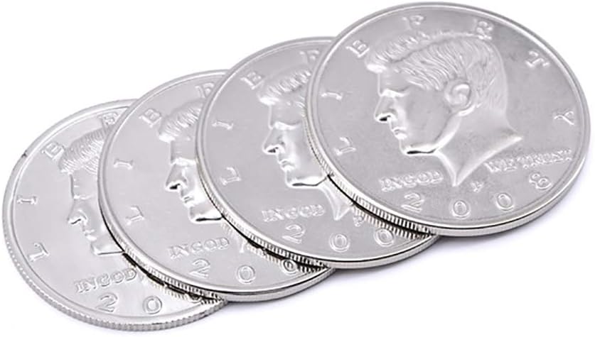 Enjoyer Jumbo Half Dollar Shells 3 + 1 Set(Dia 5.8cm) One Coin to Four Magic Tricks Magician Accessories Comedy Props Magic Gimmick